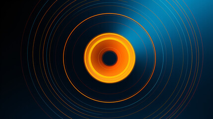 A blue and orange record on a blue background