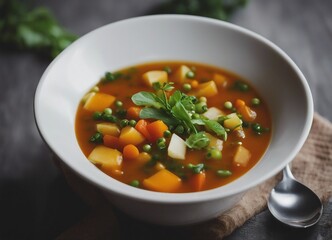 Vegetable soup in a bowl.