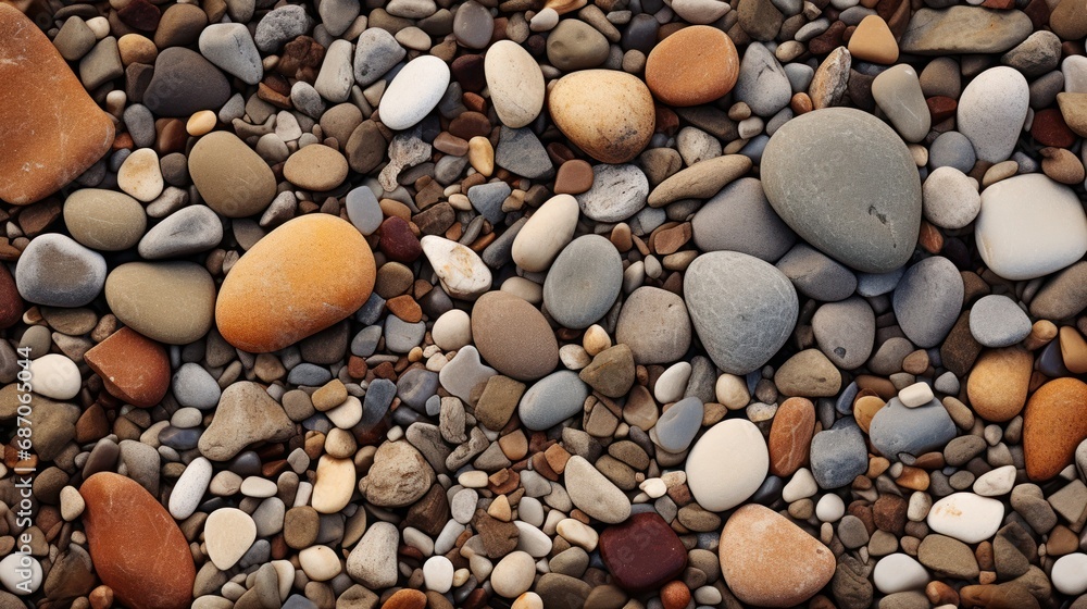 Poster a close up of a bunch of rocks with a sky in the background and a few rocks in the ground.