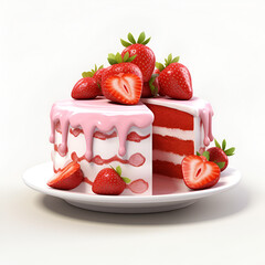 strawberry cake on a plate