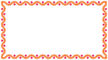 Traditional indian garland floral Petals dust vector wedding and festival decoration,  Diwali decoration border on transparent background  PNG - obrazy, fototapety, plakaty