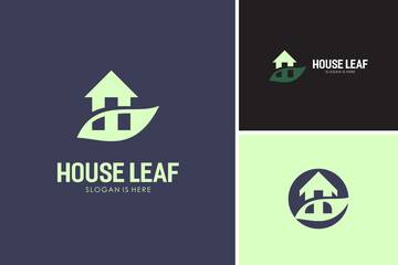 Real estate leaf house logo letter H logo design vector template