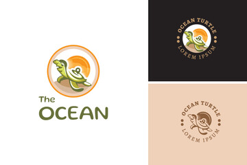 Funny turtle mascot logo design creative concept