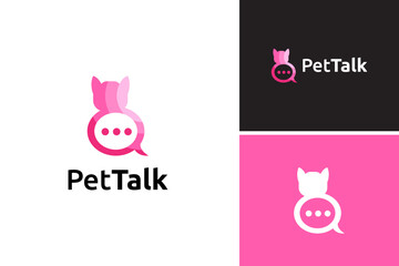Abstract pet talk logo, chat logo design vector template