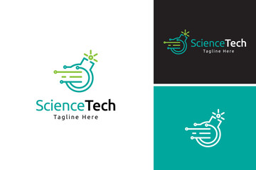 Science tech futuristic logo design vector template