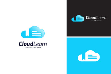 Creative blue cloud learn logo graphic, Education logo design template