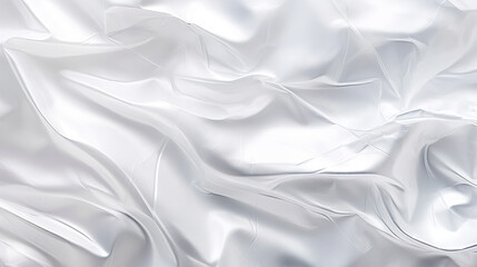 Obraz premium Transparent white glossy wrinkled plastic texture. Crumpled thin plastic backdrop. Generative AI