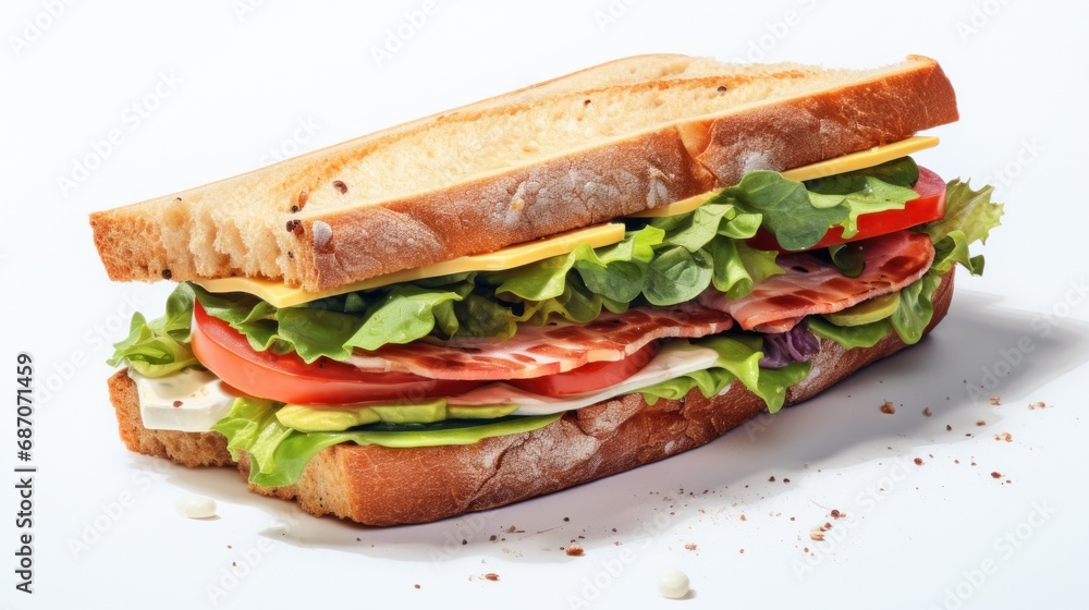Poster a close up of a sandwich on a plate with a fork in it and a sandwich on a plate with a fork in it.