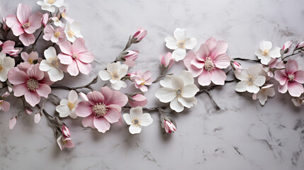 A bunch of pink and white flowers