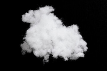 Pillow fluff isolated on black. White fluffy background. Pillow filling isolated on black. Object...