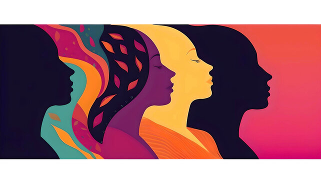 Flat illustration of abstract head profile female silhouette.  Celebrating Differences, Tolerance and Understanding.