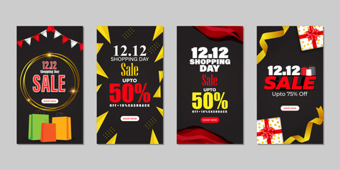 Vector illustration of 12 12 Sale social media feed set template