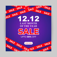 Naklejka premium Vector illustration of 12 12 Sale social media feed template