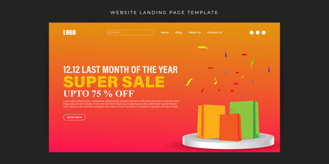 Vector illustration of 12 12 Sale Website landing page banner Template