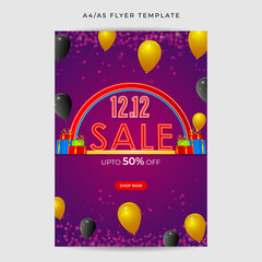 Vector illustration of 12 12 Sale social media feed A4 template