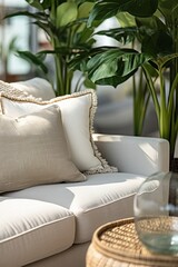 A Serene White Haven: A Living Room Oasis with Plush, Chic, and Timeless White Furnishings