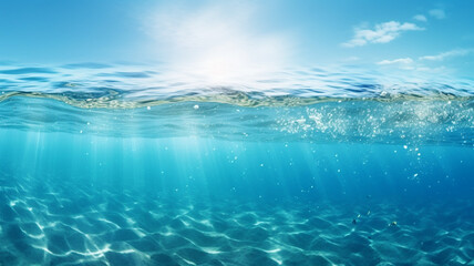 Fototapeta premium water wave underwater blue ocean swimming pool wide panorama background isolated white background
