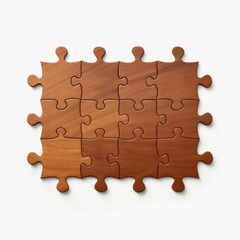 Wooden Jigsaw puzzle isolated on a white background