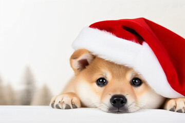 cute dog with santa hat