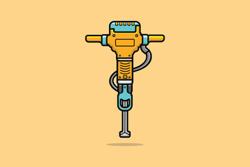 Electric Jackhammer tool vector illustration. Professional worker tool equipment icon concept. Construction tool, road construction and working tool vector design.