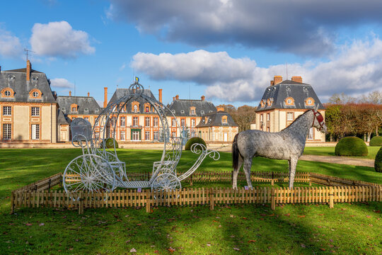 Choisel, France - November 28 2023: Chateau de Breteuil in the Chevreuse Valley. It is located in Choisel near Paris.