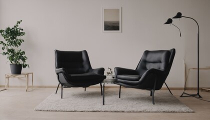 Fototapeta premium Interior design mockup with picture frame on a Wall. Living room in colors with sofa and painting.