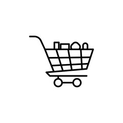 Cart with product vector icon set. vector illustration