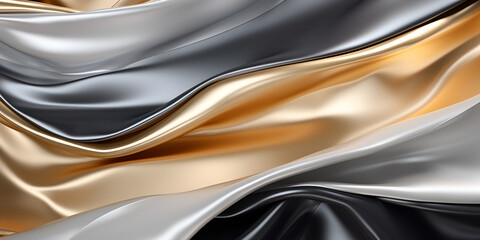 Flowing wave multilayer background 3d rendering Highend Materials Image Photo colourful ilk shiny...