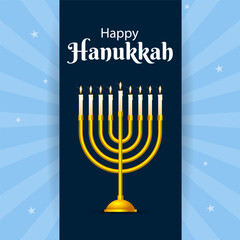Vector illustration of Happy Hanukkah social media feed template