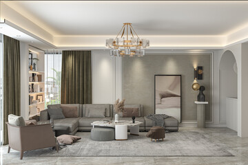 The Perfect Balance Luxury Family living and Dining Room Interior Design with a Craft Wooden Table and Elegant Chairs