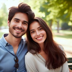 Generative AI a portrait of loving couple at a park