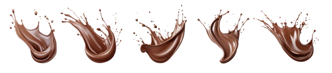  Set of Chocolate or cocoa liquid splashes isolated on white background.  © uv_group