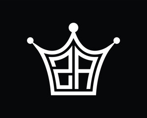 Crown shape ZA letter logo design vector art