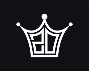 Crown shape ZO letter logo design vector art - obrazy, fototapety, plakaty