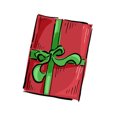 drawing of gift box vector cartoon. Illustration of isolated cartoon icon gift box with ribbon. Vector illustration set christmas birthday present.