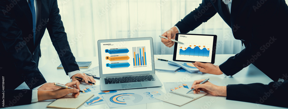 Poster business data dashboard analysis by computer software . investment application display business sale