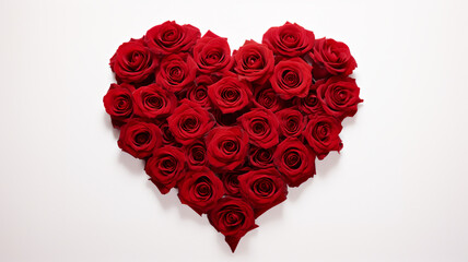 Valentines Day Heart Made of Red Roses, AI Generative.