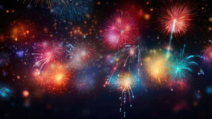 Fototapeta premium Colorful Fireworks Display at Night