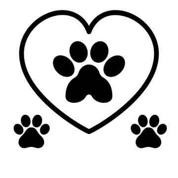 Design sans Heart paw icon vector set. Dog paw illustration sign collection. love dog symbol