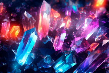  Abstract background of multicolored crystals with refraction of light 