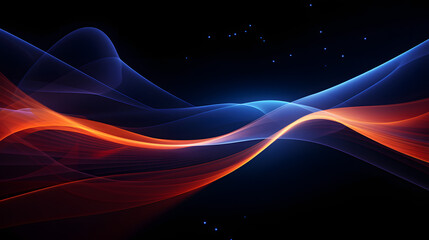 Dark abstract background with glowing neon line pattern