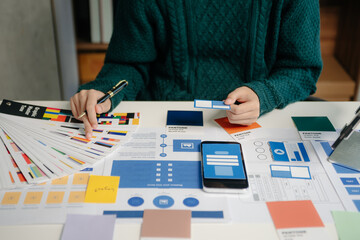 UX graphic designer planning application process development prototype wireframe for web smart...