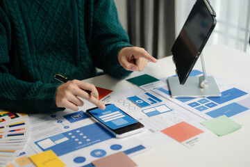 UX graphic designer planning application process development prototype wireframe for web smart...