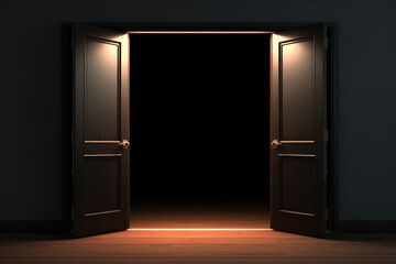 open door in room on black ground - Powered by Adobe