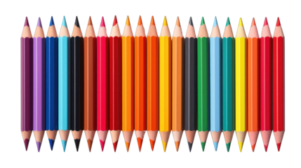 Colored Pencils Set Isolated on Transparent or White Background, PNG