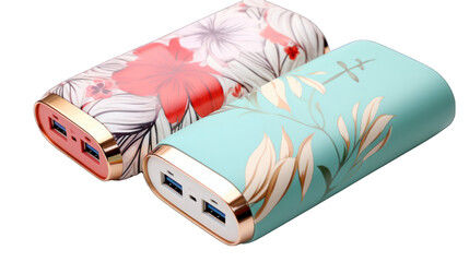 Portable Power Banks Ensemble Isolated on Transparent or White Background, PNG
