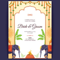 Tuinposter hindu indian wedding card design, wedding invitation template © movinglines.studio