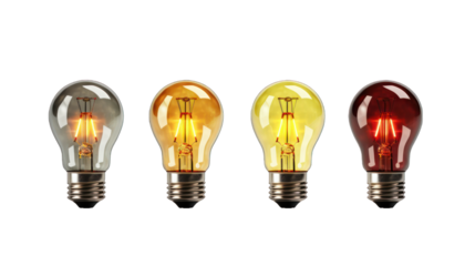 Set of Smart Light Bulbs Isolated on Transparent or White Background, PNG