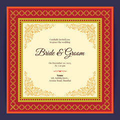 luxury indian wedding card design, wedding invitation template