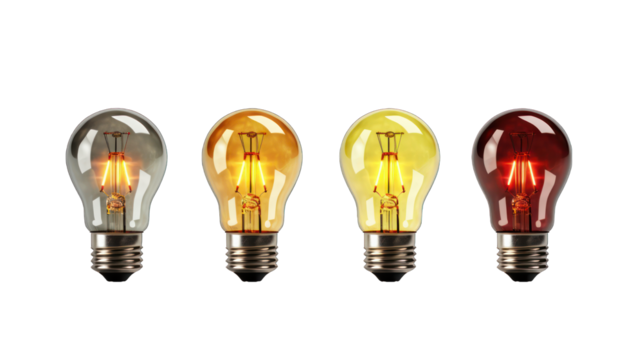Set of Smart Light Bulbs Isolated on Transparent or White Background, PNG